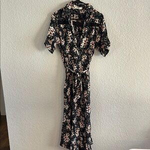 Aura Black Floral Midi Dress